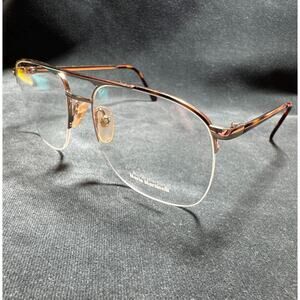 Vintage 80s Aviator Eyeglasses Gold Tortoiseshell Double Bridge Optical Frame Rx